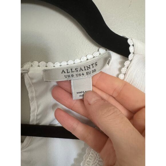 All Saints Ivory Ruffled Mini Dress - Picture 4 of 6